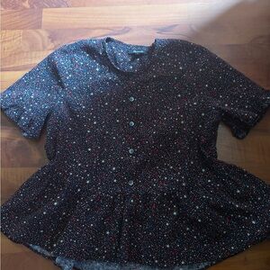 Madewell Black and Red Polka Dot Blouse